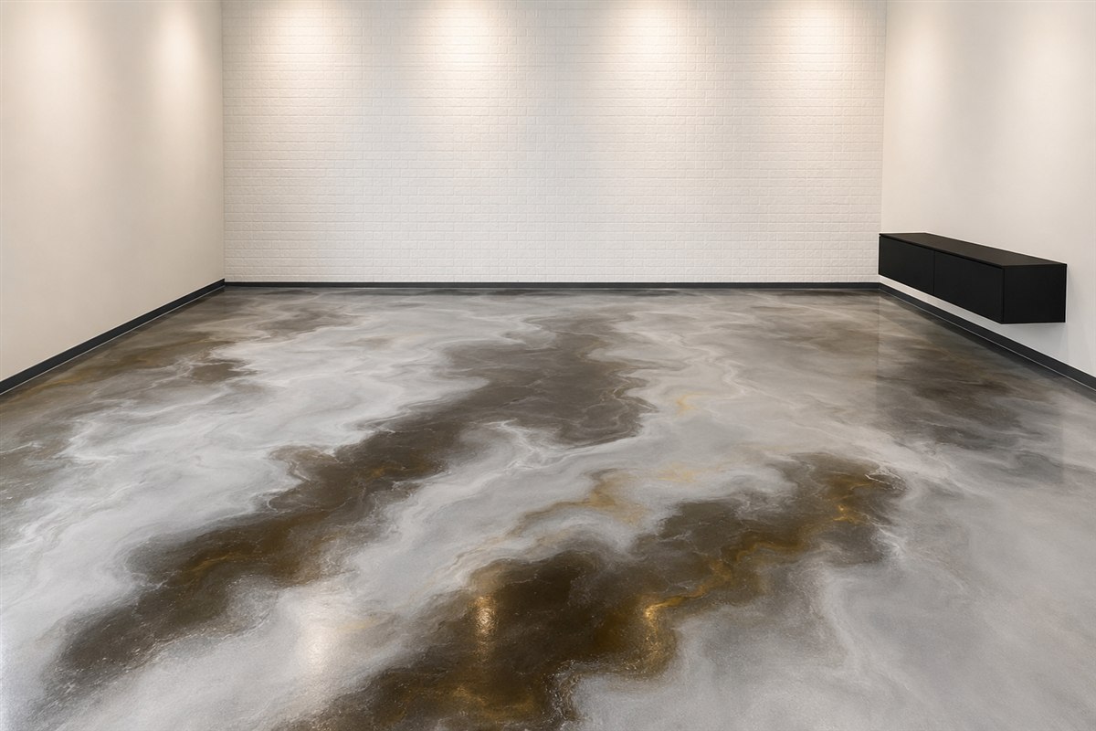 Visualisiertes Oberflächenkonzept „Pearl Gold“ für Innenraum